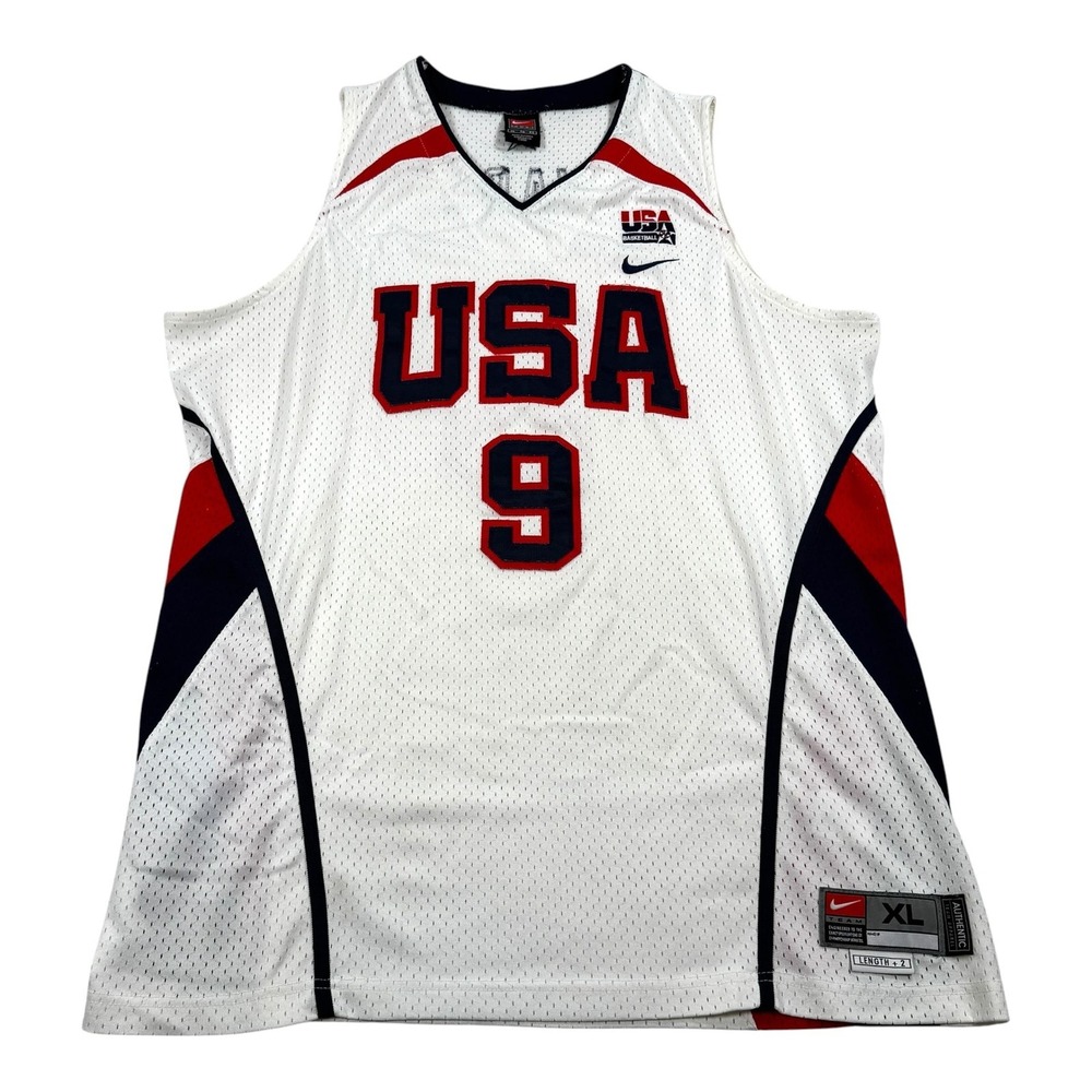 Vintage USA Basketball Jersey Mens XL White Nike Dwyane Wade 9 Olympic 2000s